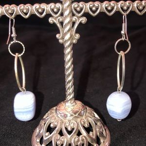 Silver beaded drop earrings